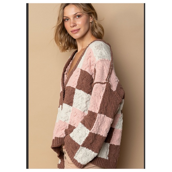🖤 $40 start 129 3 LEFT Pretty POL Soft chenille check pattern cardigan - Picture 2 of 5